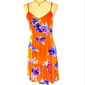 A.N.A Bright Orange Floral Fit & Flare Dress NWOT